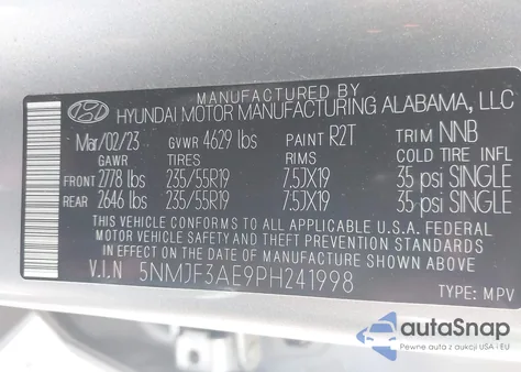 2023 Hyundai Tucson Sel из США, поврежденный, VIN 5NMJF3AE9PH241998